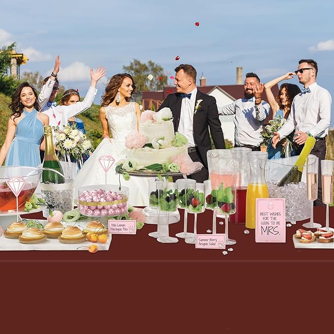WNINK 4 Pack Maroon Tablecloths Burgundy Disposable Table Covers 54" x 108" Table Cloths for BBQ Birthday Picnic Bridal Shower Engagement Wedding Plastic Table Cloths for Parties