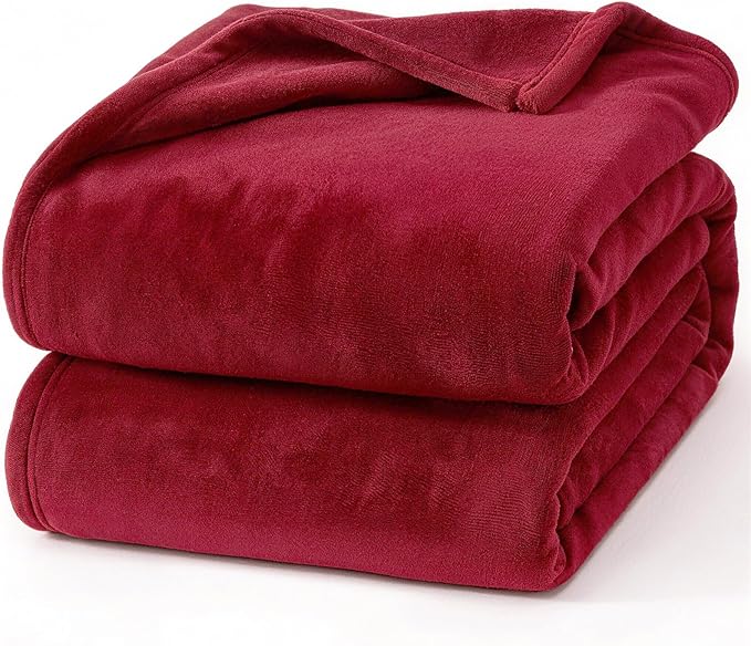 Hansleep Fleece Red Full Blanket, Super Soft Flannel Fuzzy Plush Cozy Blanket for All Seasons, Red, Full 84x90 Inches