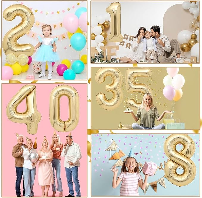 40 inch White Gold Number Balloon Giant Foil Helium Balloons Champagne Gold Number 9 Balloon for 9th Birthday Party Decorations