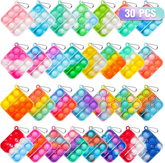 Pop Fidget Toys Bulk Its Party Favors for Kids 4-8 8-12 30 Pack Mini Pop Keychain It Easter Basket Stuffers Egg Fillers Small Fidgets for Classroom Prizes Student Gifts Birthday Goodie Bag Stuffers