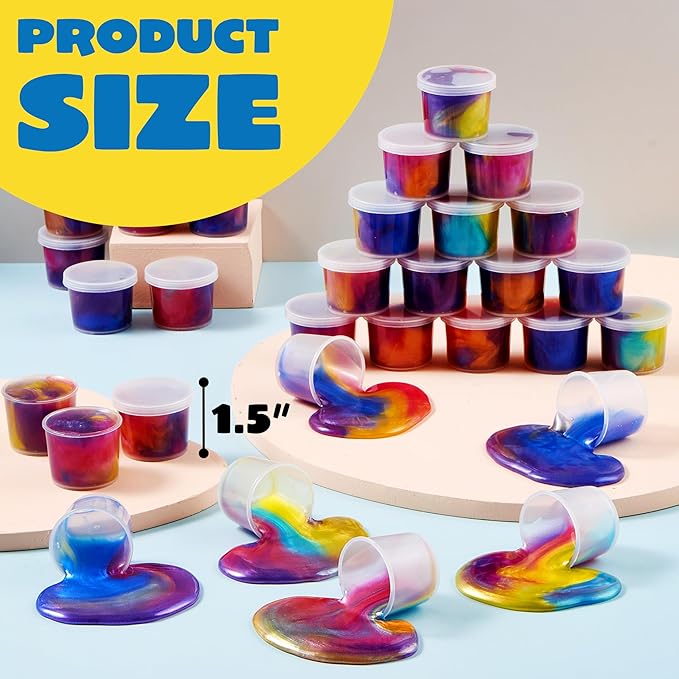 JOYIN Slime Party Favors, 36 Pack Galaxy Slime Cup - Stretchy, Non-Sticky, Mess-Free, Stress Relief, and Safe - Toys for Girls and Boys - Classroom Reward, Party Supplies