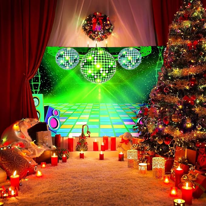 Dance Party Backdrop Retro 80s 90s Theme Stage Dance Ball Music Birthday Party Decoration DJ Photography Background 12X10 ft for Baby Shower Picture Photo Shoot Polyester Fabric, Blue