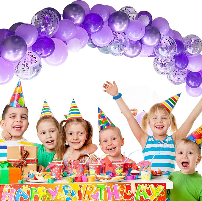 Togvu Balloon Purple and White, 60 Packs 12 Inch Dark Light Metallic Chrome Confetti Balloons Set for Girls Women Wedding Birthday Baby Shower Bridal Bachelorette Decorations
