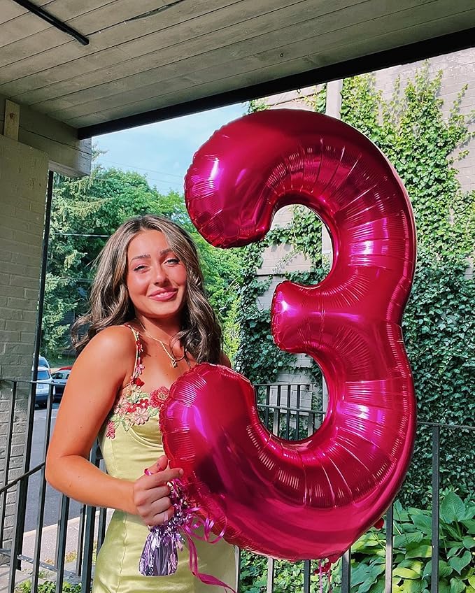 Hot Pink Number 6 Balloon 40 Inch, 6 Balloon Number, 6th Birthday Decorations, Hot Pink Party Supplies for Boys Girls