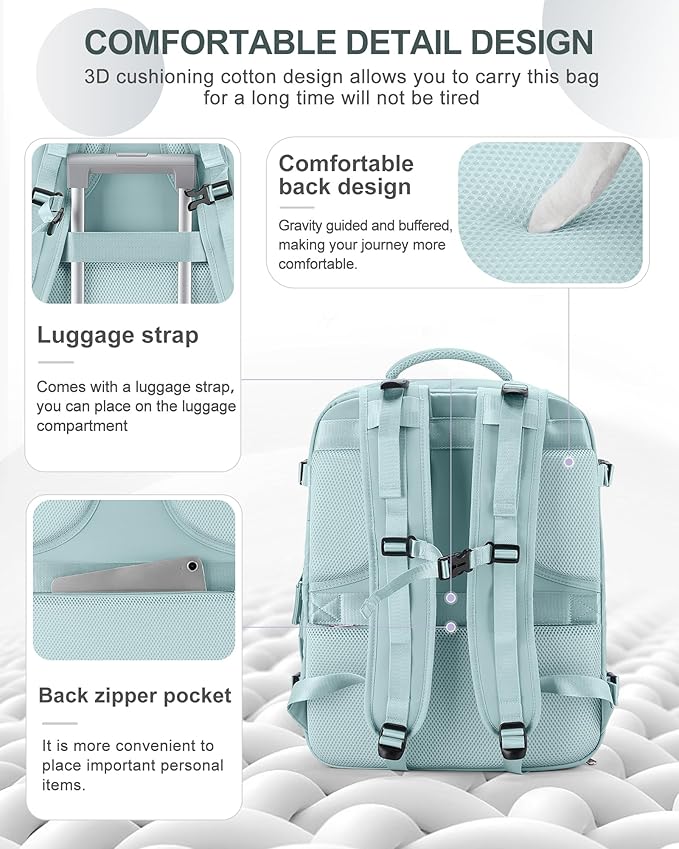 coowoz Large Travel Backpack Carry On for Women Man Gym Backpacks with Laptop Compartment Mochila de Viaje Teacher Personal Item Backpack Rucksack Airplane Accessories Must Haves Blue