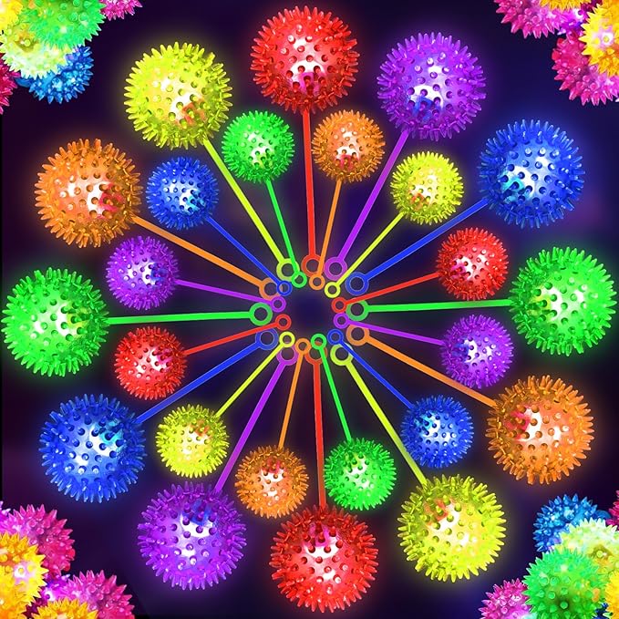 12 PCS Light up Ball, Bouncy Balls for Kids, Balls for Toddlers 1-3, 2.2inch Sensory Stress Ball, Flashing Squeaky for Easter Party Favors, Classroom Prizes, Prizes for Kids, Student Gifts