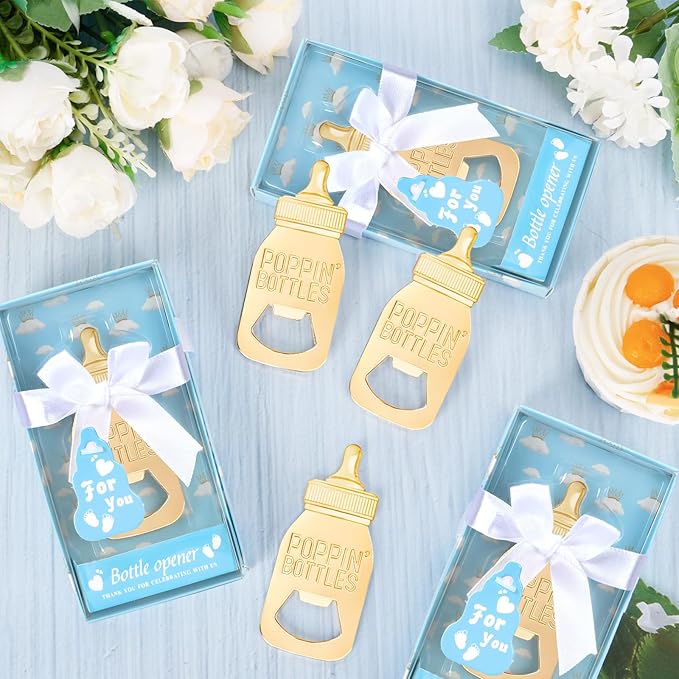 24 Packs Poppin Bottle Openers for Baby Shower Favors,Gifts,Decorations and Souvenirs (Blue, 24)