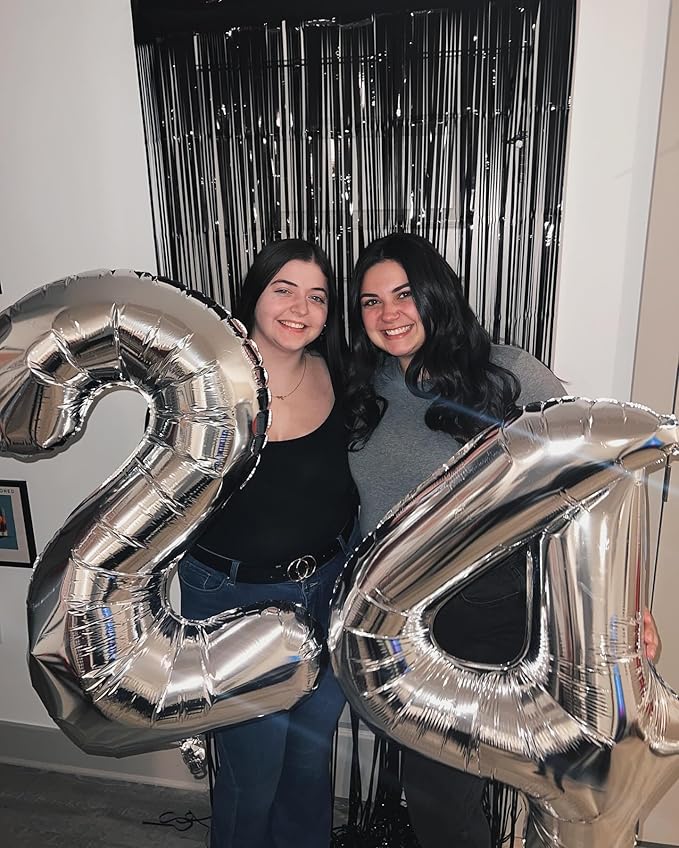 40 Inch Silver Number 8 Balloon, Giant 8 Number Balloons for 8th Birthday Decorations, Party Supplies for Baby Boy Girl, Silver Party Decor
