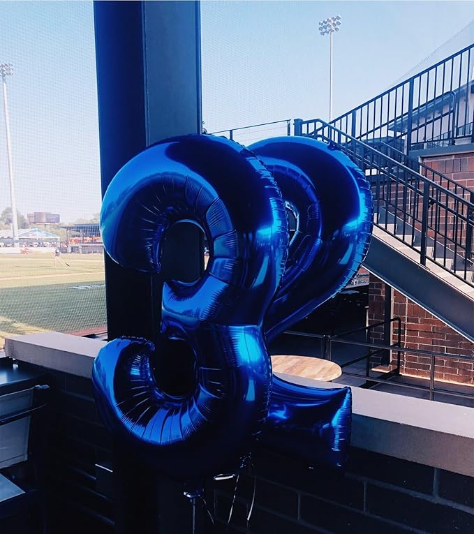 Large 40 Inch Night Blue 3 Number Balloon, 3 13 23 30 33 36 38 Night Blue Birthday Party Decorations, Numbers Three Foil Balloons for Anniversary Party Graduations Celebration Supplies