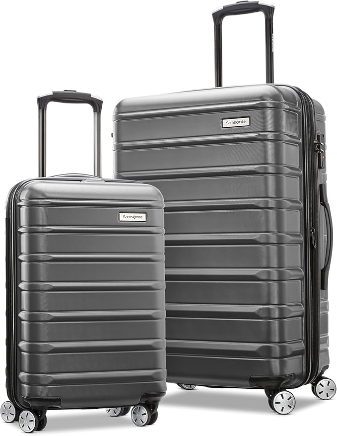 Samsonite Omni 2 Hardside Expandable Luggage with Spinner Wheels, 2-Piece Set (19/24), SOLID CHARCOAL