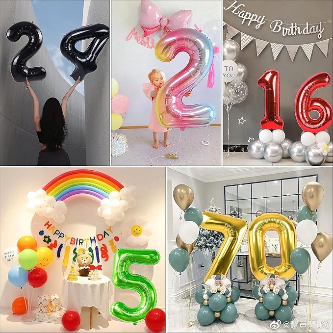 Smlpuame 40 inch Number Balloon 0-9 Green Large Number 26 Balloons,Digital Balloons for Birthday Party Celebration Decorations Supplies, Helium Foil Number Balloons for Wedding Anniversary