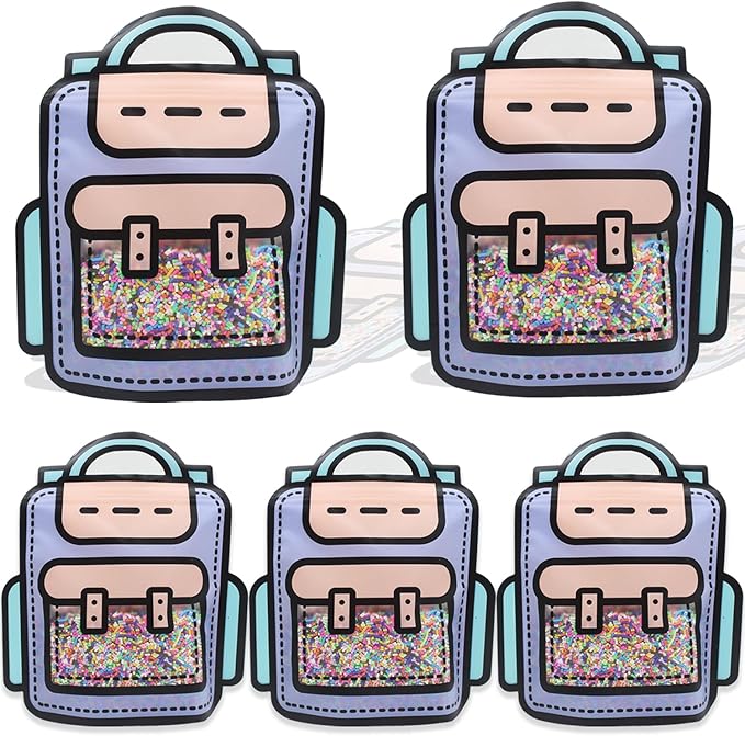 30 Pack Cartoon Backpack Goodie Bags Clear Gift Candy Bags with Handle Small Plastic Ziplock Seal Bag Smell Proof Resealable Packaging Storage Bag Candy Bag Party Favor Birthday(Purple)