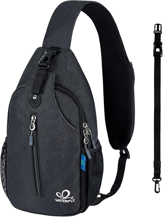 WATERFLY Small Hiking Sling Bag: Crossbody Sling Backpack Chest Bag Daypack for Men Women with Skin-Friendly Shoulder Strap