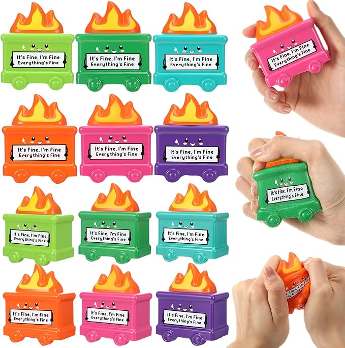 12 Pcs Dumpster Stress Balls Funny Motivational Stress Relief Balls Inspirational Emotional Relief Squeeze Fidget Toys for Adults Office Employee Coworker Staff Volunteer Teacher Team Gift