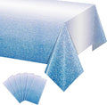 6 Pack Ombre Blue Plastic Tablecloth for Parties, Gradient Pastel Blue Disposable Tablecloths for Rectangle Tables, Royal Blue Sprinkle Table Cover for Wedding Birthday Anniversary Party, 54 x 108Inch
