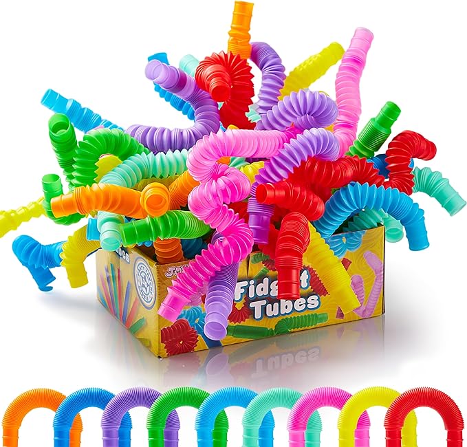 JOYIN 36 Pack Pop Tubes, Sensory Toys (Small) Fidget Toys Party Favors - 9 Colors, Creativity Learning & Fun for Toddler Kids - Perfect for Easter Goodie Bags, Classroom School Reward