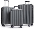 LIGHT FLIGHT Luggage Sets, Durable Hard Shell 3 Piece Set Suitcase with Spinner Wheels, Hardside Lightweight Luggage set with TSA Lock, Large Travel Luggage Set (20" 24" 28"), Glacier Gray