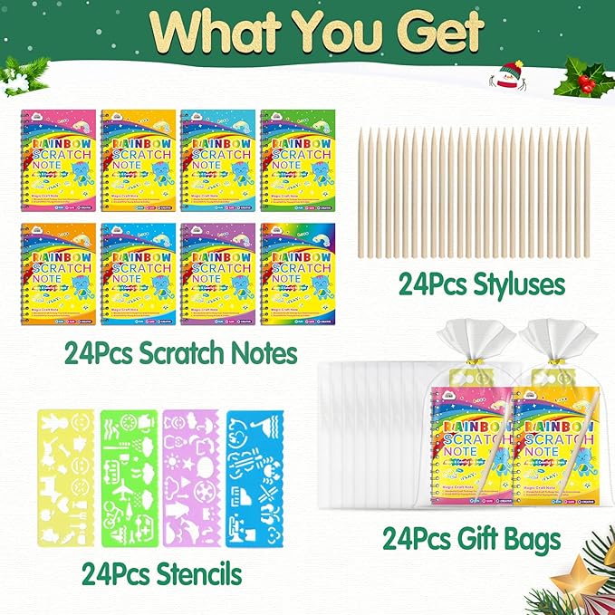 ZMLM 16 Pack Scratch Art Party Favors: Birthday Party Favors for Kids 4-8, Bulk Rainbow Scratch Notebook Paper Pads, Goodie Bags Stuffers Girls Boys Classroom Gifts Crafts Toys Easter Basket Stuffers