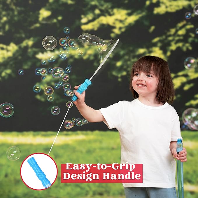 JOYIN 14.6’’ Big Bubble Wands for Kids, 1 Dozen Bubble Wand Bulk with Refill Solution for Summer Toy Party Favor, Outdoors Activity, Easter Basket Stuffers, Birthday Gift