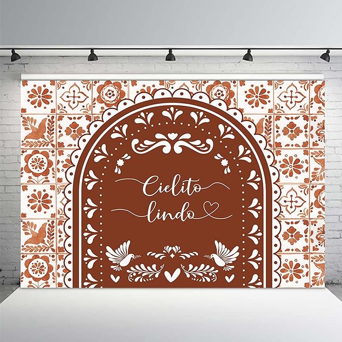 MEHOFOND 10x7ft Cielito Lindo Baby Shower Backdrop Brown Arch Cielito Lindo Baby Shower Party Decorations Banner Mexican Wedding Birthday Fiesta Party Decor Photography Background Supplies