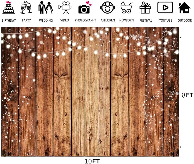 LTLYH 10x8ft Brown Wood Photography Backdrop Photographers Brown Photo Backdrop Retro Wood Wall Backdrop Baby Shower Birthday Party Banners Backdrop 216