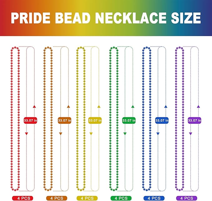 12PCS Pride Accessories, Pride LGBTQ Beads Necklace Stuff, Metallic 6 Kinds of Rainbow Necklace Bulk, Gay Lesbian LGBT Costumes Decorations for Pride Month Parade Throws Party Favors