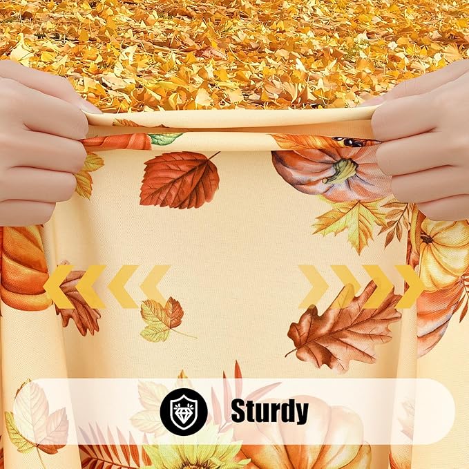 Smiry 2 Pack Rectangle Thanksgiving Table Cloth, Waterproof Elastic Fitted Tablecloths, Washable Polyester Rectangular Patio Table Cover for Autumn Harvest Parties (Pumpkin Sunflower, 30"x96")