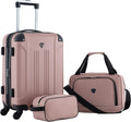 Travelers Club Chicago Hardside Expandable Spinner Luggage, Rose Gold, 3 Piece Set