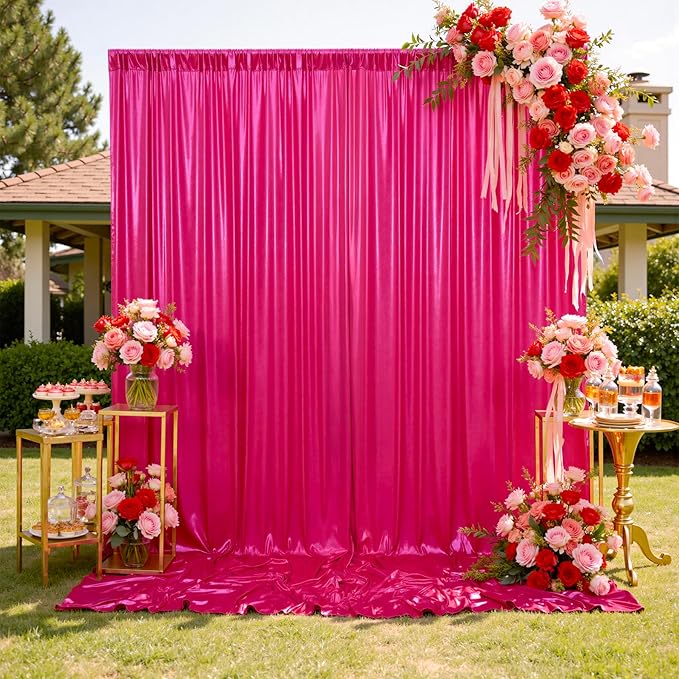 20x10 Wrinkle Free Hot Pink Sequin Backdrop Curtain for Parties-Thick Not Fall-Off Glitter Fuchsia Backdrop Drapes-4 Panels 5x10ft Shimmer Photo Back Drop Cloth for Wedding Birthday Photography