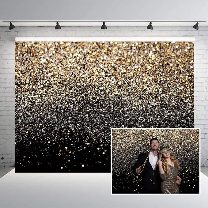 CHAIYA 7x5ft Gold Glitter Paint Backdrop for Photography Astract Golden Bokeh Starry Sky Wedding Adult Baby Children Family Party Decorations New Year Party Backdrop