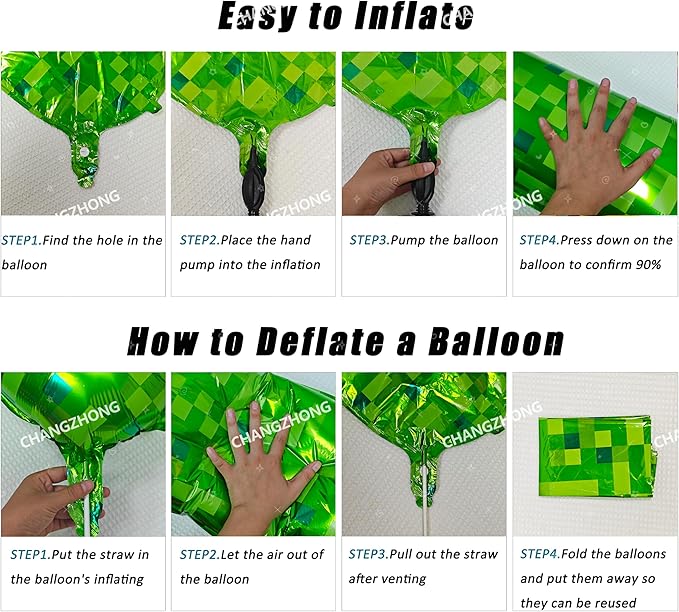 40 inch giant Green pixel miner game number 4 balloon Large mining theme foil balloon 0-9 Suitable for pixel game parties children's birthdays party anniversary celebrations baby shower decoration