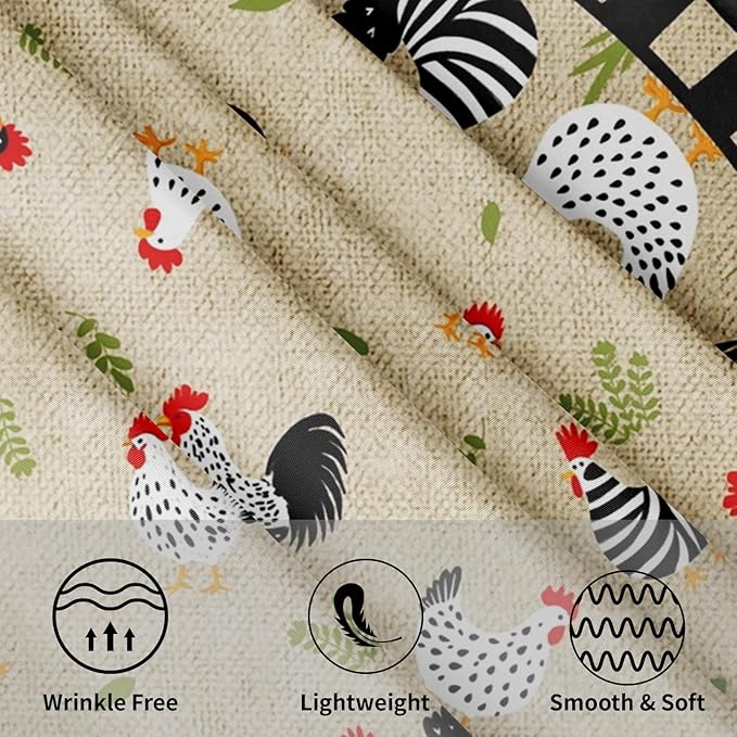 Rooster Round Tablecloth 70 Inch Chicken Farmhouse Circle Table Cloth Rustic Vintage Table Cover Washable Polyester Decorations for Holiday Home Kitchen Dinning Party
