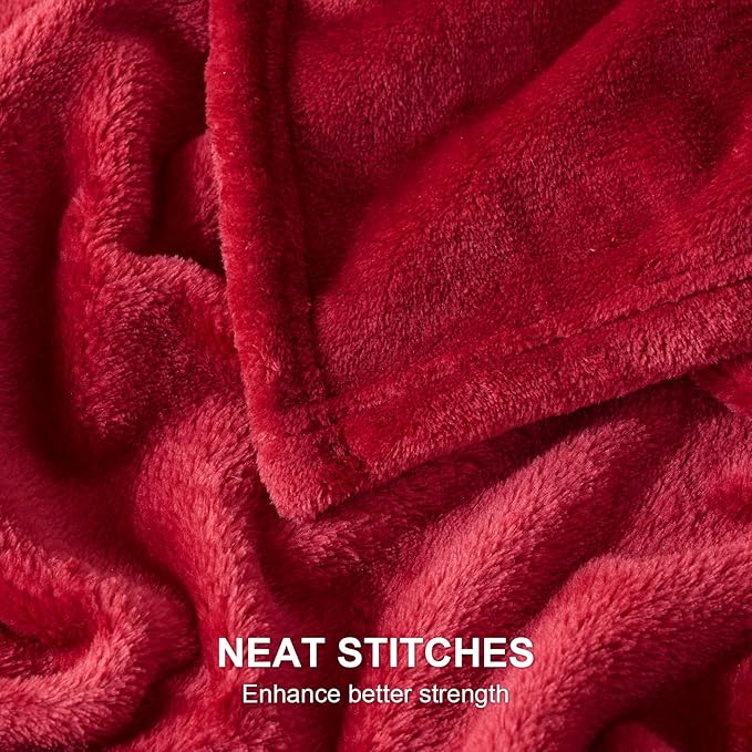 Hansleep Fleece Red King Blanket, Super Soft Flannel Fuzzy Plush Cozy Blanket for All Seasons, Red, King 90x108 Inches
