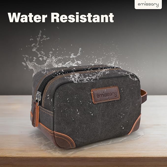 emissary Toiletry Bag for Men, Canvas Travel Toiletry Bag Men's Dopp Kit, Water-resistant Bathroom Bag Mens Shaving Kit, Travel Kit Small Bags, Shaving Bag, Toiletry Bags