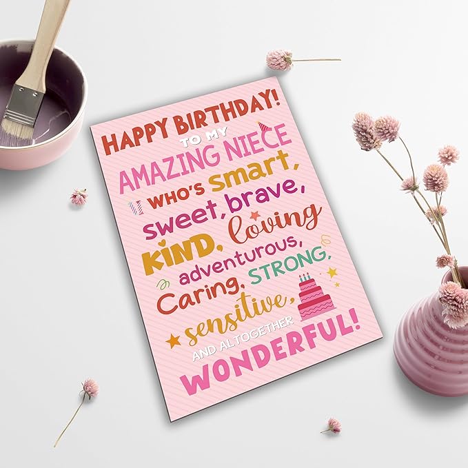 Niece Birthday Card, Funny Birthday Card Gifts for Her from Aunt and Uncle, Heartwarming Greeting to A Wonderful Niece