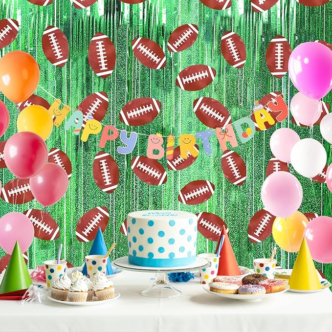 MYUPDALIN 3 Pack Football Party Decorations Football Birthday Decorations Foil Fringe Curtain Backdrop Decorations Photo Props