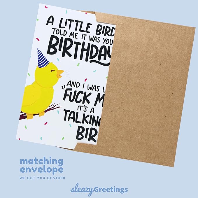 Sleazy Greetings Funny Birthday Card for Men Women | Little Birdie Told Me It Was Your Birthday Card For Him Her 21st 30th 40th 60th Birthday Card