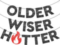 KatchOn Glitter Older Wiser Hotter Birthday Decorations - No DIY, 10 Feet | Older Wiser Hotter Banner for Birthday Decorations | Happy Birthday Banner for men, Women | Funny Bday Decorations