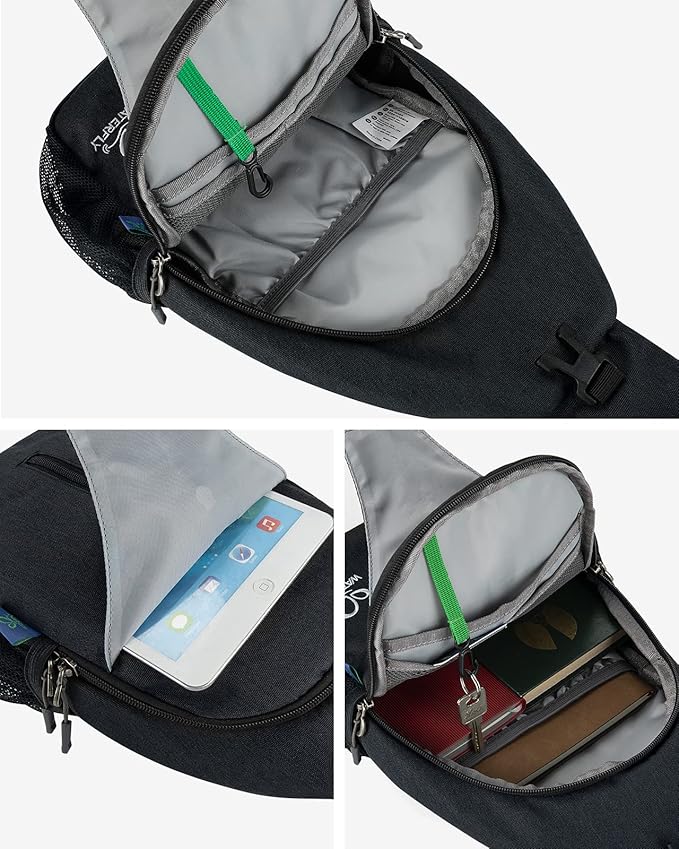 WATERFLY Small Hiking Sling Bag: Crossbody Sling Backpack Chest Bag Daypack for Men Women with Skin-Friendly Shoulder Strap