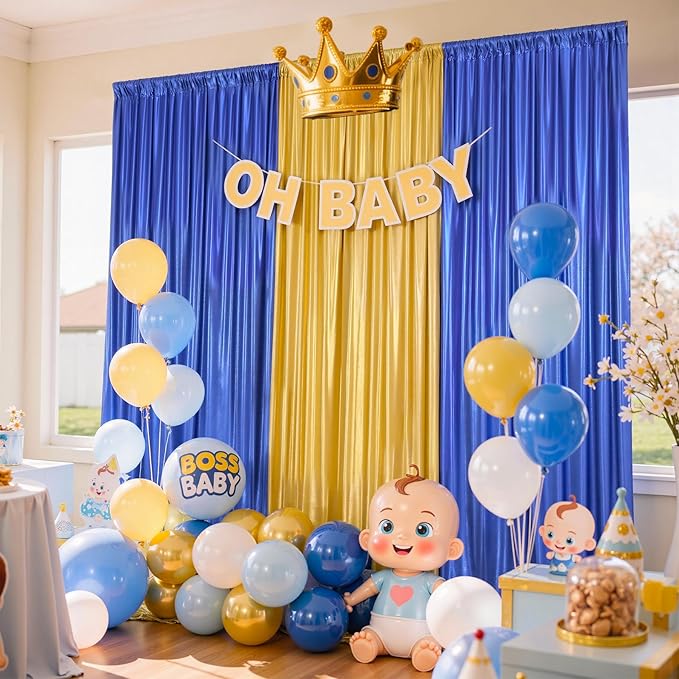 40x10 Wrinkle Free Royal Blue Sequin Backdrop Curtain for Parties-Thick Not Fall-Off Glitter Backdrop Drapes-8 Panels 5x10ft Shimmer Photo Back Drop Cloth for Wedding Birthday Photography Background