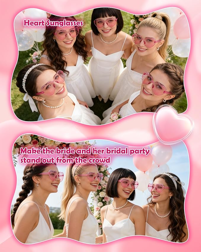 24 Pairs Heart Sunglasses for Women Heart Shaped Sunglasses Bulk Pink Heart Glasses for Party Favor(pink)