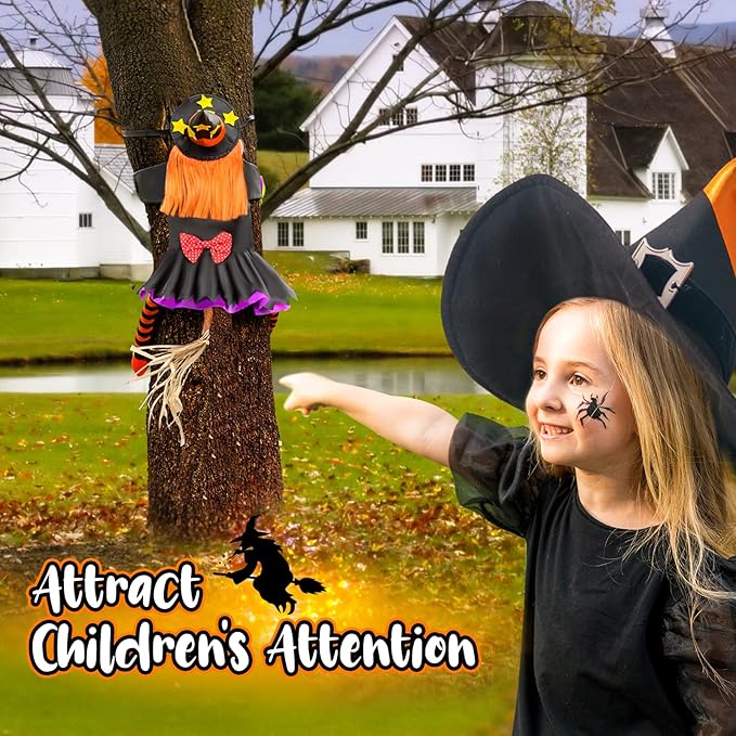 Halloween Decorations Outdoor Crashing Witch: 44'' Flying Crashed Witches Hanging into Tree - Halloween Decor for Yard Garden Porch