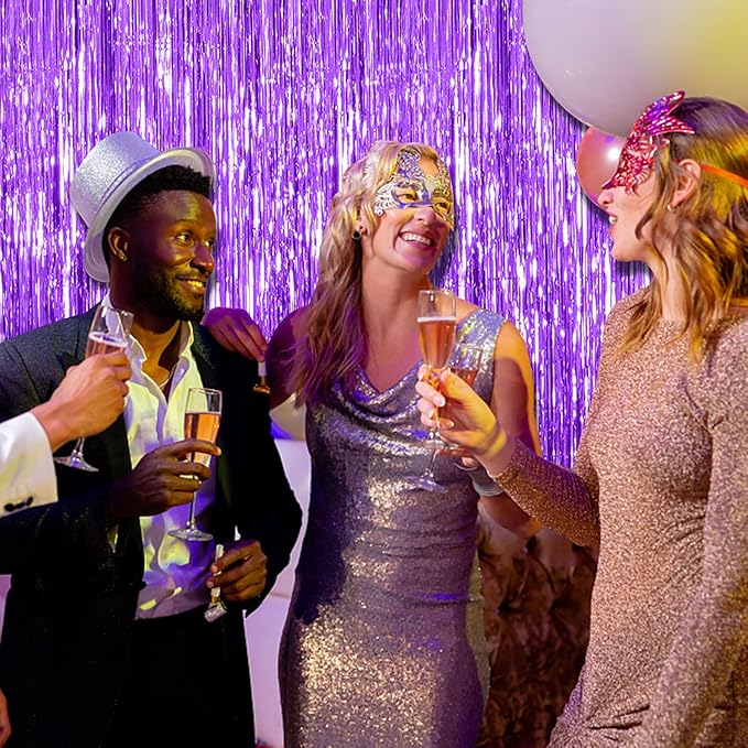 10 Pack Purple Backdrop Tinsel Streamers Foil Fringe Backdrop Halloween Party Decorations Purple Backdrop Curtain Birthday Graduation Bachelorette Christmas New Year Party Decorations