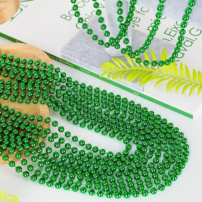 12PCS St Patricks Day Necklace, St Patricks Day Beads Necklace Accessory Set, Mardi Gras St Patricks Costumes Necklaces, Festive Accessories for Mardi Gras St. Patricks Parade Decorations