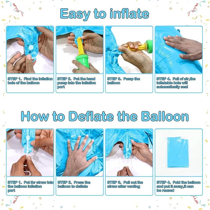 Blue 0 Number Balloon, 40 Inch, Premium Mylar, Reusable, for Birthday Party Decoration