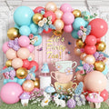 Pastel Balloon Garland Arch Kit, Colorful Coral Red Macaron Pink Orange Mint Teal Blue Champagne Metallic Gold Multicolor Latex Balloons Arch for Girls Birthday Wedding Baby Shower Party Decorations