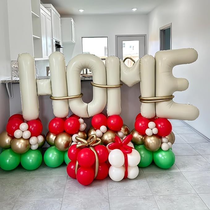 40 Inch Beige HOME Balloon for Housewarming Party Decorations, Large Cream New Home Welcome Balloon Letter Banner, Ivory White Sand Balloons Sign for Sweet House Warming Homecoming Party Decor
