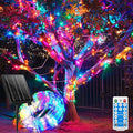 Solar Rope Lights 98FT Waterproof 300LEDs, Rechargeable Solar String Light with Remote Control,Outdoor Palm Tree Holiday Lights for Pathway Pool Patio Party Garden Yard Balcony (Multi Color)