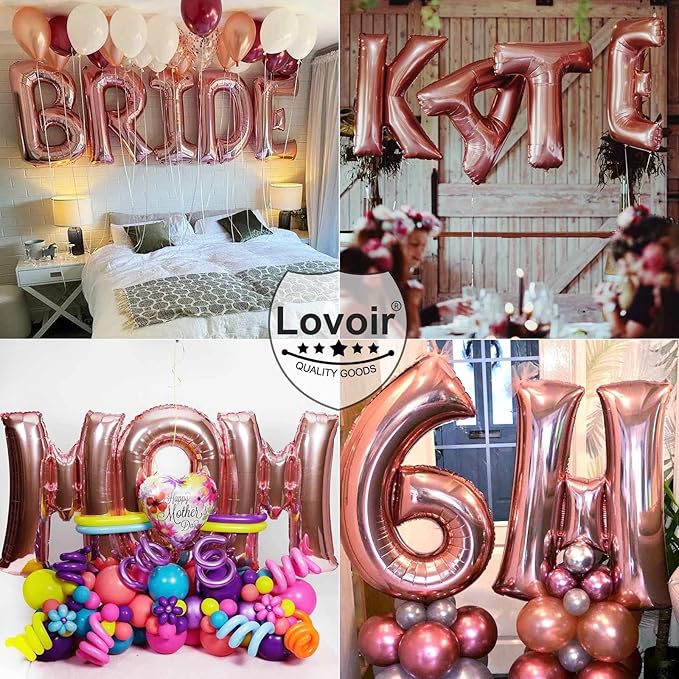 Lovoir 40 Inch Large Rose Gold Letter R Balloons Big Size Jumbo Mylar Foil Helium Balloon for Birthday Party Celebration Decorations Alphabet Rose Gold R