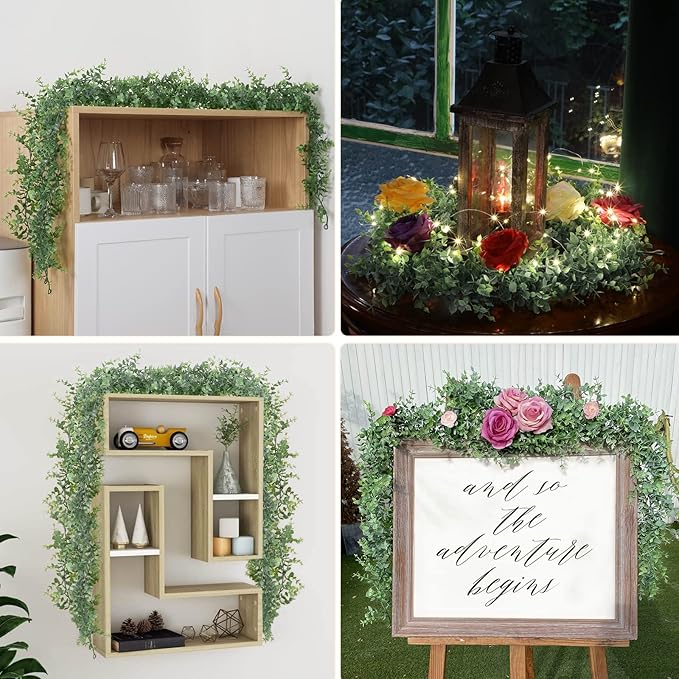 Dolicer 5 Packs Eucalyptus Garland, 30FT Faux Eucalyptus Greenery Garland, Artificial Eucalyptus Leaves Vine, Fake Hanging Eucalyptus Garlands Wedding Backdrop Arch Wall Table Party Decor (Grey Green)
